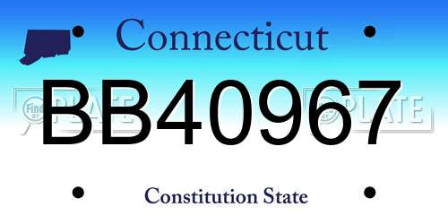 BB40967 Connecticut License Plate