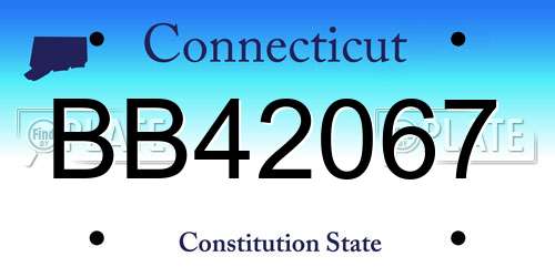 BB42067 Connecticut License Plate