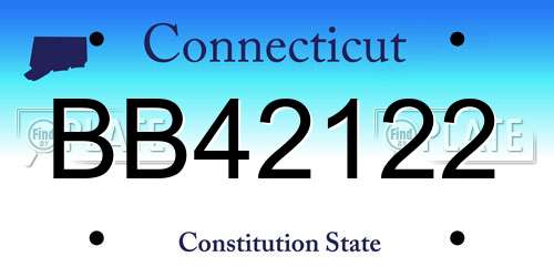 BB42122 Connecticut License Plate