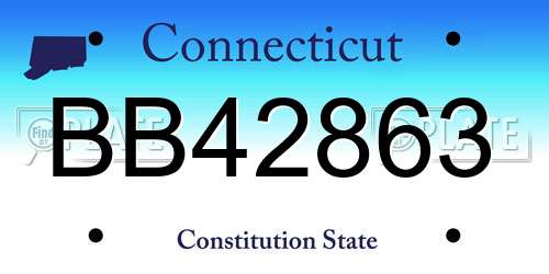 BB42863 Connecticut License Plate