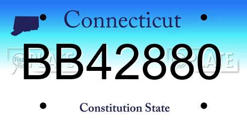 BB42880 Connecticut License Plate