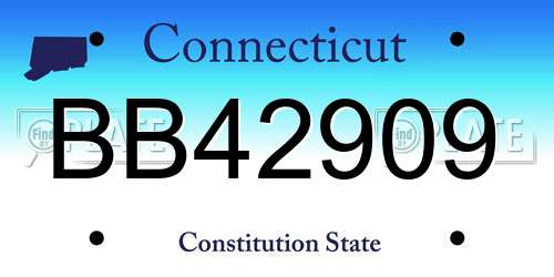 BB42909 Connecticut License Plate