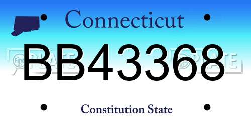 BB43368 Connecticut License Plate