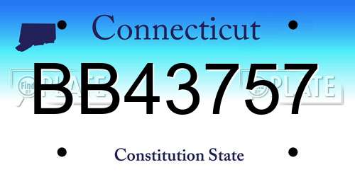 BB43757 Connecticut License Plate