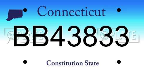 BB43833 Connecticut License Plate