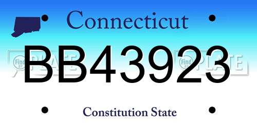 BB43923 Connecticut License Plate