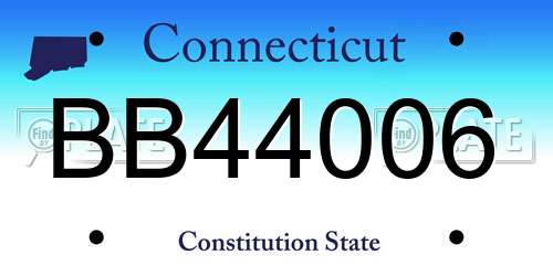 BB44006 Connecticut License Plate