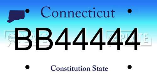 BB44444 Connecticut License Plate