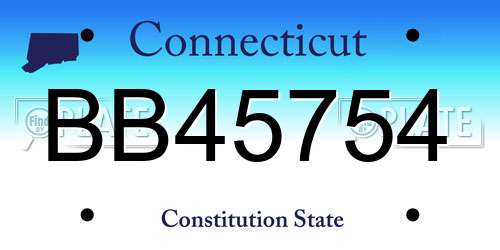 BB45754 Connecticut License Plate