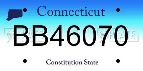 BB46070 Connecticut License Plate