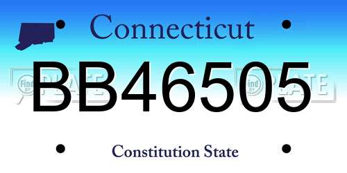 BB46505 Connecticut License Plate