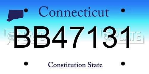 BB47131 Connecticut License Plate