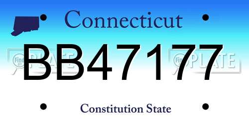 BB47177 Connecticut License Plate