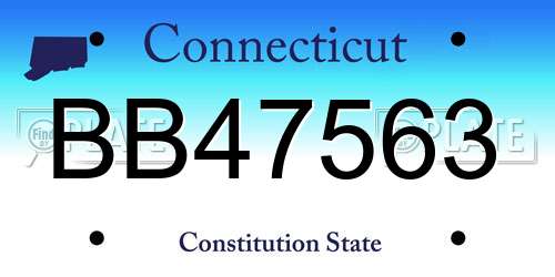 BB47563 Connecticut License Plate