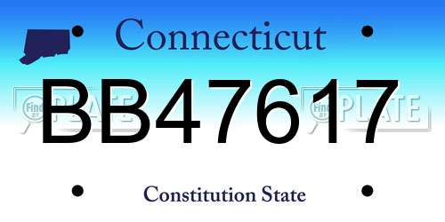 BB47617 Connecticut License Plate