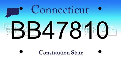 BB47810 Connecticut License Plate