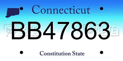 BB47863 Connecticut License Plate