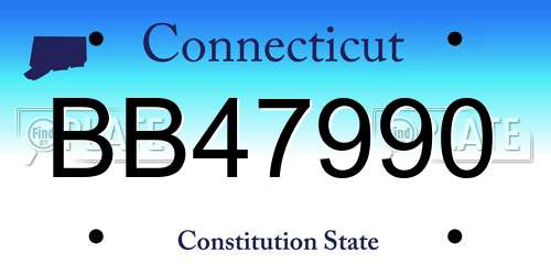BB47990 Connecticut License Plate