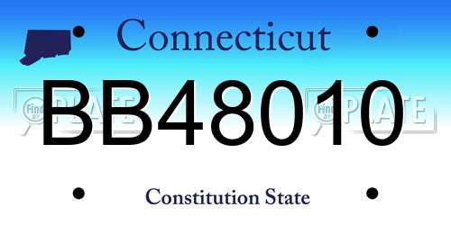 BB48010 Connecticut License Plate