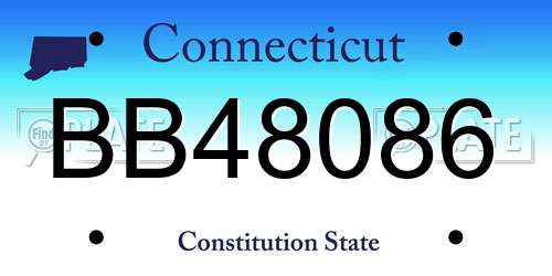 BB48086 Connecticut License Plate
