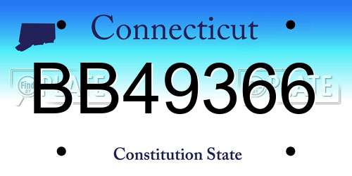 BB49366 Connecticut License Plate
