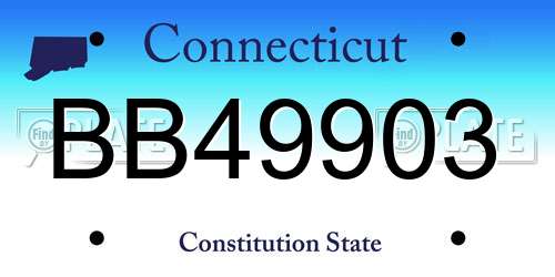 BB49903 Connecticut License Plate
