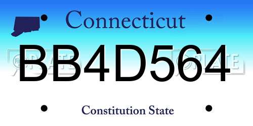 BB4D564 Connecticut License Plate