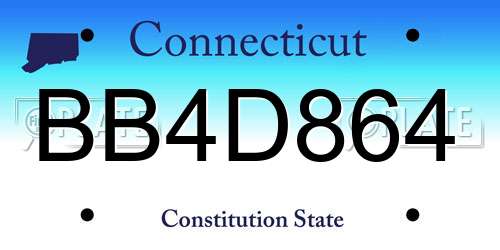 BB4D864 Connecticut License Plate