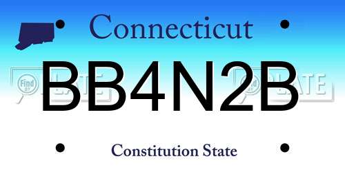 BB4N2B Connecticut License Plate