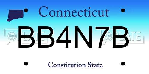 BB4N7B Connecticut License Plate