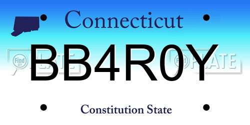 BB4R0Y Connecticut License Plate