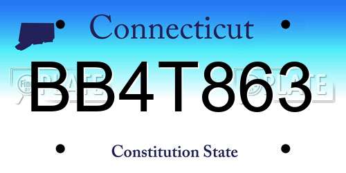 BB4T863 Connecticut License Plate