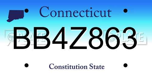 BB4Z863 Connecticut License Plate