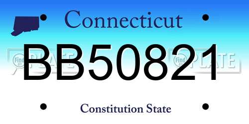 BB50821 Connecticut License Plate