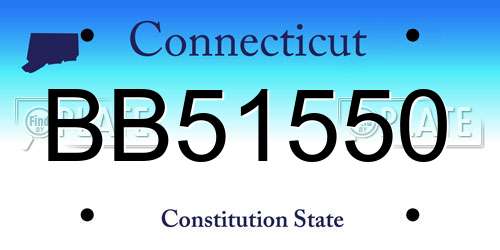 BB51550 Connecticut License Plate