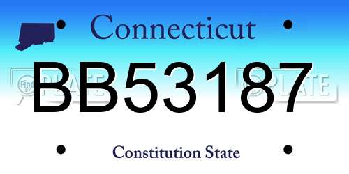 BB53187 Connecticut License Plate