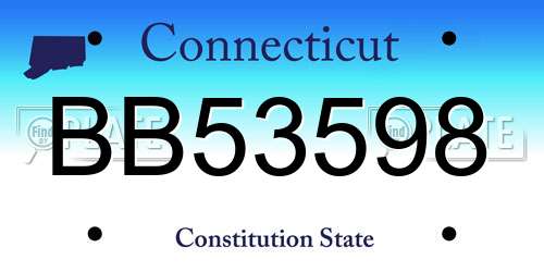 BB53598 Connecticut License Plate