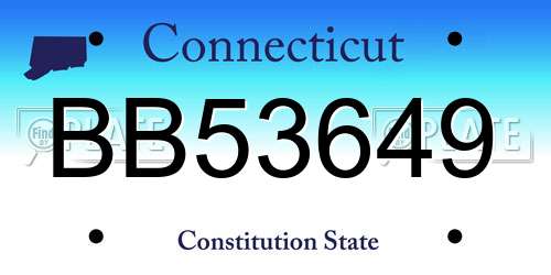 BB53649 Connecticut License Plate