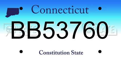 BB53760 Connecticut License Plate