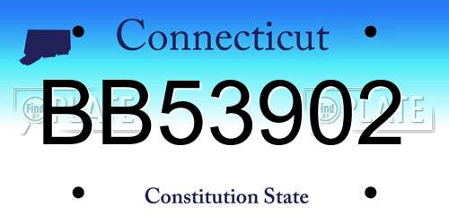 BB53902 Connecticut License Plate