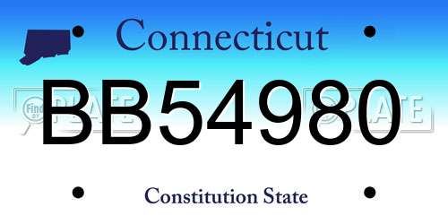 BB54980 Connecticut License Plate