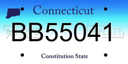 BB55041 Connecticut License Plate