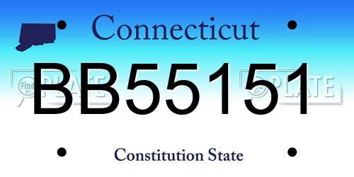 BB55151 Connecticut License Plate
