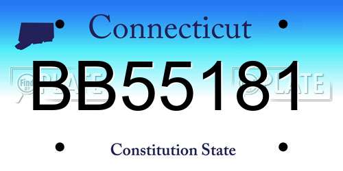 BB55181 Connecticut License Plate
