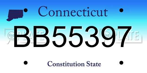 BB55397 Connecticut License Plate