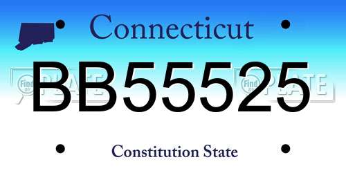 BB55525 Connecticut License Plate