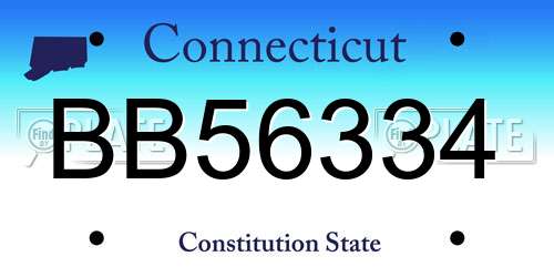 BB56334 Connecticut License Plate