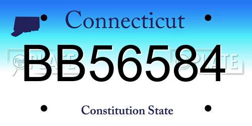 BB56584 Connecticut License Plate