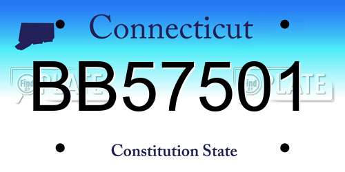 BB57501 Connecticut License Plate