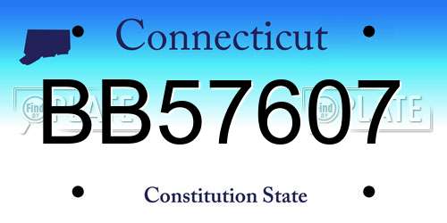 BB57607 Connecticut License Plate